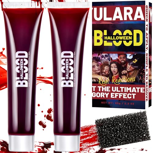 Kunstblut Halloween Schminke Fake Blood: Fake Blut Halloween Auswaschbar Kunstblut für Haut und Kleidung Halloween Makeup Set, Kunstblut Gel Halloween Vampir Zombie Gesicht Wunden Wundschorf Kunstblut