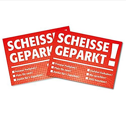 2er Set Notizblöcke Scheiße geparkt! I Block à 50 Blatt I DIN A7 I Rot I für die Windschutzscheibe I mehrere Auswahlmöglichkeiten zum Ankreuzen Verkehrssünder Parksünder I dv_650