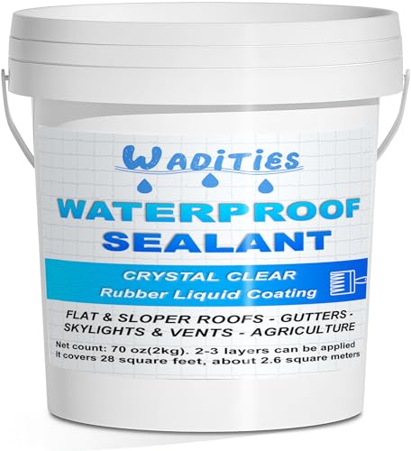 Wadities Transparenter Wasserdichter Beschichtungsmittel, Leck Wasserdichter Universalabdichtung, Wasserdichte Isolier-Dichtstoff-Emulsion, Unsichtbares wasserdichtes Mittel für Innen und Außen 2 KG