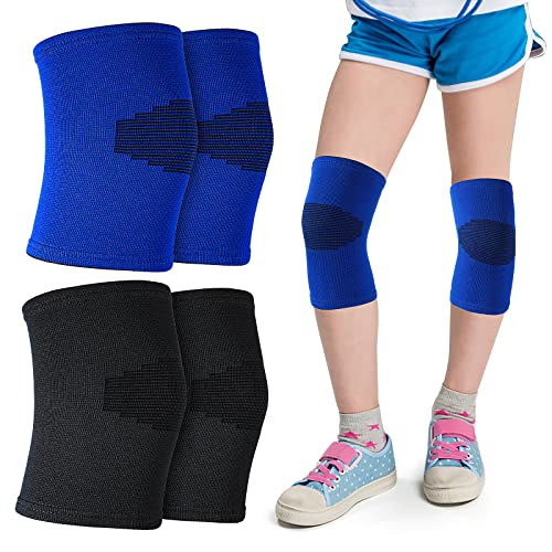 Yolev 2 Paar Kinder Knieschützer Strapazierfähige Gelenk Kniebandage Kompressions Beinmanschetten Bequeme Atmungsaktive Kniebandagen für Mädchen Jungen Basketball Volleyball Sport