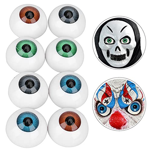 CLISPEED Halloween Augen, 26mm Hohle Augäpfel Halloween Horror Requisiten Plastik Augäpfel Halbe Runde Puppen Augen Realistische Menschliche Augen für Kostümversorgung Party Bevorzugt DIY (4 Paare)