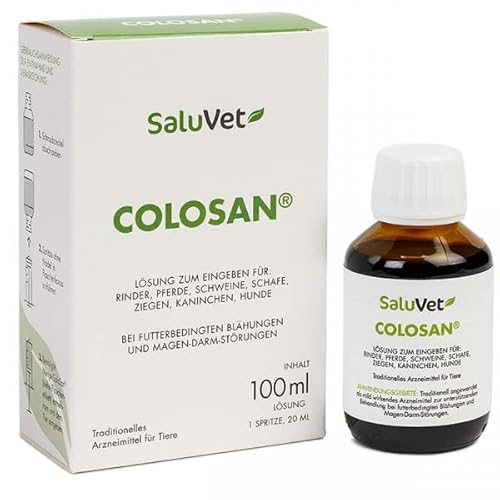 SaluVet ColoSan | 100 ml | Zugelassenes Arzneimittel für Pferde, Rinder, Schweine, Schafe, Ziegen, Kaninchen und Hunde | Bei futterbedingten Blähungen und Magen-Darm-Störungen