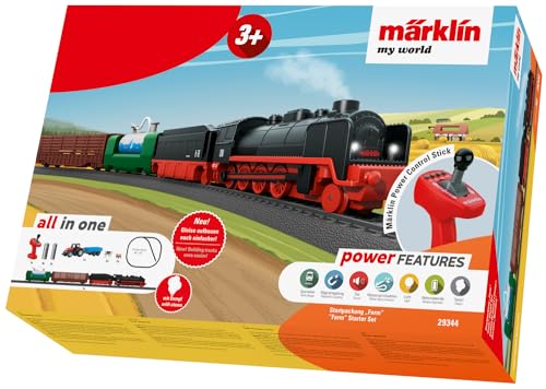 Märklin My World Startpackung Farm 29344 - Elektrischer Spielzeugeisenbahn Lokomotive 55 cm mit echtem Wasserdampf und viel Zubehör - ferngesteuerte Modelleisenbahn & Dampflok für Kinder ab 3 Jahre