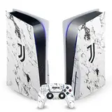 Head Case Designs Offizielle Juventus Football Club Marmor Weiss Kunst Vinyl Frontplatte Haut Gaming Aufkleber Abziehbild kompatibel mit Sony Playstation 5 PS5 Disc Console & DualSense Controller