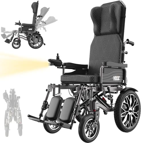 VOCIC V57 Ergonomischer Rollstuhl Elektrisch Faltbar Leicht mit 165° verstellbare Rückenlehne,30KM Elektrischer Rollstuhl für Senioren bis 150KG,500W Elektrorollstuhl mit Höhenverstellbare Fußstütze