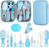 Baby Gesundheitswesen und Pflegeset, Säuglingssicherheitspflege Set mit Haarbürste, Kamm, Nagelknipser, Baby Essentials Kit für Neugeborene Mädchen Jungen (Blau 14 in 1)