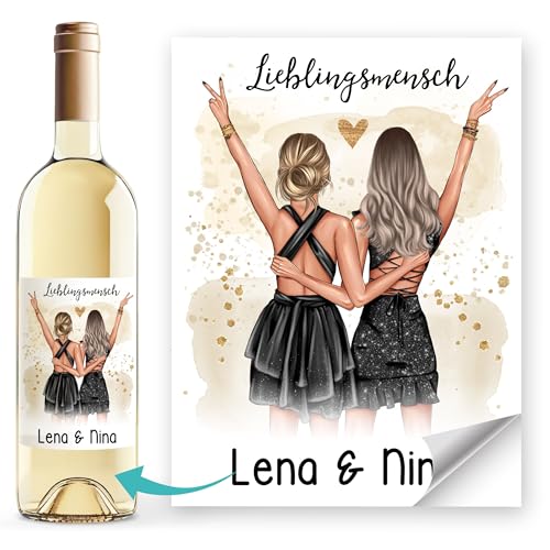 SpecialMe® Weinetiketten personalisiert Geschenk Freundinnen Figuren und Text anpassbar Flaschenetiketten selbstklebend Weiss unisize