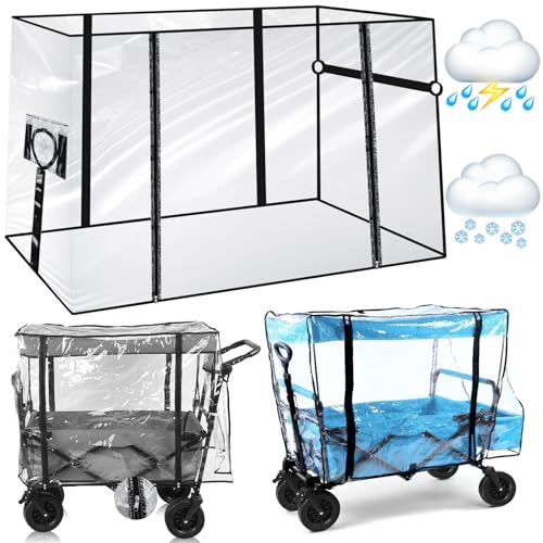 Regenschutz für Bollerwagen Kinder, Regenverdeck Regenabdeckung Transparent, Universal Regenschutz für Bollerwagen, Regenschutzhülle für klappbaren Bollerwagen, Verdeck für Bollerwagen Zubehör