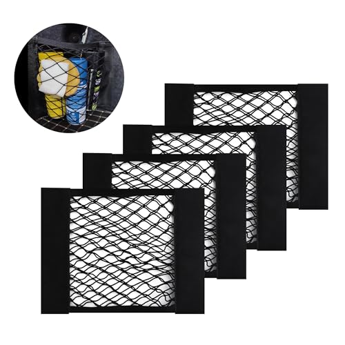 GTLM 4PCS Kofferraum Organizer Klett,Dehnbarer Auto-Kofferraum-Organizer mit 2 Installationsmethoden,Universal Auto Organizer Kofferraum Kofferraumtaschen Passend Für Auto LKW SUV Van (30x25cm/4PCS)