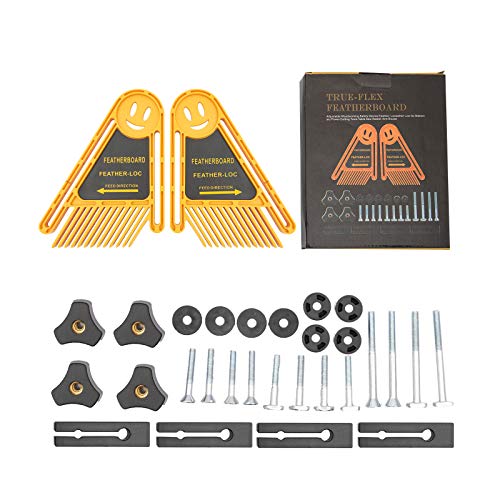 Nachar Doppel Federbrettern, Tischsägen-Federbrett- Feder Loc Board Set, Featherboard Tischsäge Push Block ​für Tischsägen/Bandsägen/Frästische/Zäune Werkzeuge, 21,0 * 16,5 * 3,5 cm, Gelb