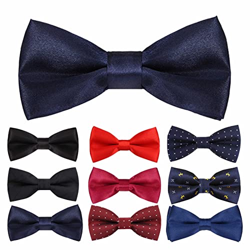 Probuk Kinder Jungen Fliege 10 * 5cm Polyester Klassische Verstellbare Schleife in unifarben mit Hakenverschluß Gummizug Ausgefallene Plain Bowties für Hochzeitsfeier/LäSsige/Formelle