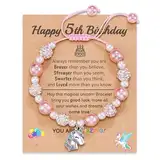 POWWA Geschenk Mädchen 5 Jahre, Geschenk 5 Jahre Mädchen Armband Mädchen Personalisiert Geburtstag für 5 Jährige Mädchen 5 Year Old Girl Birthday Gifts