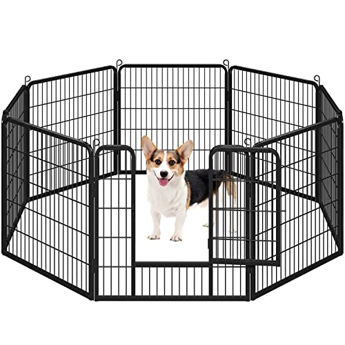 Yaheetech Welpenlaufstall 8 Gitter je 80 x 80 cm Freilaufgehege Welpenauslauf Hundelaufstall Tierlaufstall mit Tür für Hunde Wohnung & Garten
