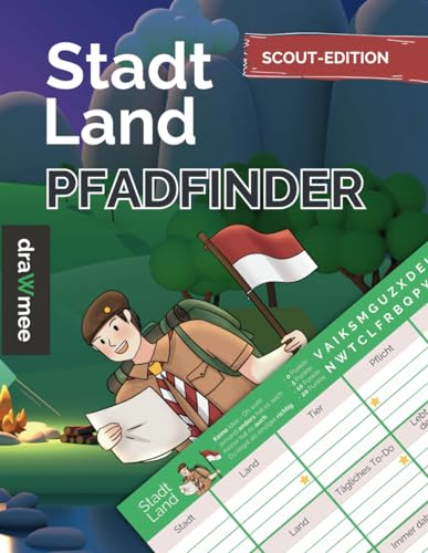 Stadt Land Pfadfinder - Quiz Geschenk für Scouts, Fährtenleser, Späher, Pioniere uvm.: Spielblock mit 35 Blatt Din-A4 (Seiten zum Ausschneiden)