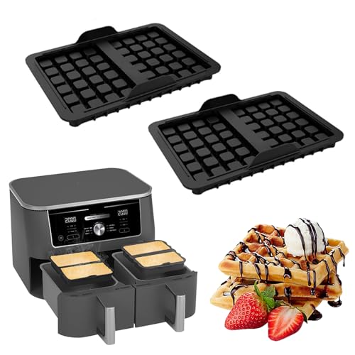YongSral Waffeleinsatz 2 Stück Ninja Heißluftfritteuse Zubehör, Waffelform für Ninja Airfryer Zubehör, Kompatibel mit Ninja AF400EU, AF451EU, SL400EU und AF500DE, Silikonform Waffeln Airfryer Zubehör