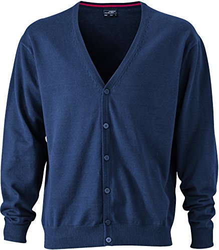 James & Nicholson Herren V-Neck Cardigan Strickjacke, Blau (Navy), X-Large