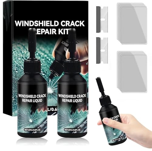 Vibbang 2 Stück Steinschlag Reparaturset Windschutzscheibe, Chipped Windshield Repair Kit, Windschutzscheibe Reparaturset, Cracks Gone Glass Repair Kit Zur Reparatur Rissen Defroster