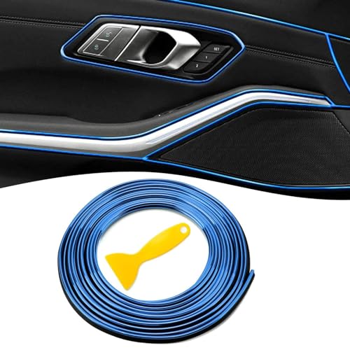 Auto Zierleisten Innen,10M Auto Innenraum Formen Zierleiste Lüftungsschlitz Dekoration Auto Styling Zierleisten DIY Lüftungsgitter Innenausstattung Streifen,für die Meisten Lüftungsschlitze (Blau)