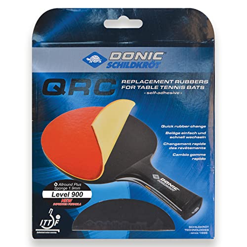 Donic-Schildkröt Tischtennis Ersatzbelag QRC Level 900, für blitzschnellen Belagwechsel, 1,9 mm Schwamm, Champion - ITTF Belag, 752575, Schwarz/Rot