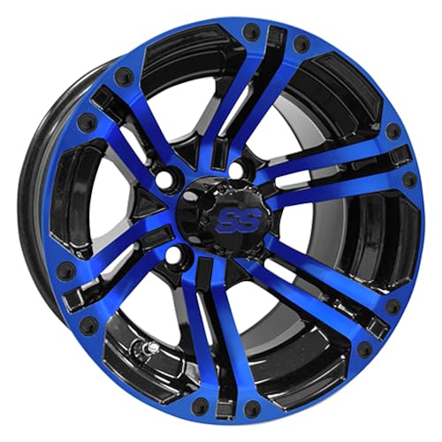 Red Hawk TIR-RX334-BBL Rad schwarz und blau mit Mittelkappe, 12x7 ET-25 Golfwagen