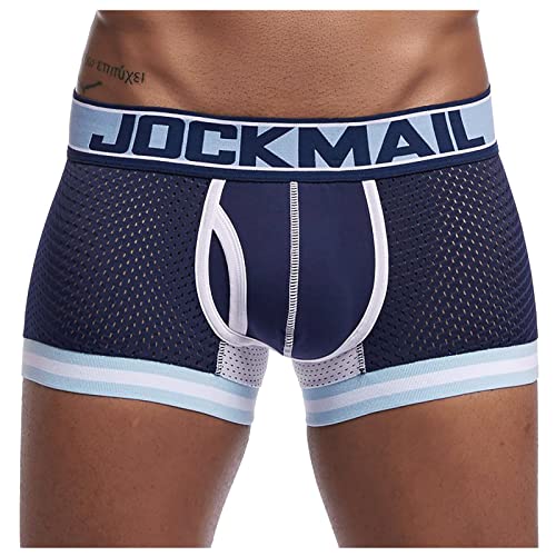 Topassion Baumwolle Boxershorts Herren Atmungsaktive Unterhosen Männer Unterwäsche Boxershorts Weiche Retroshorts Herren Ohne Kratzenden Boxer mit Elastischem Boxershorts für Männer (Dunkelblau,L)