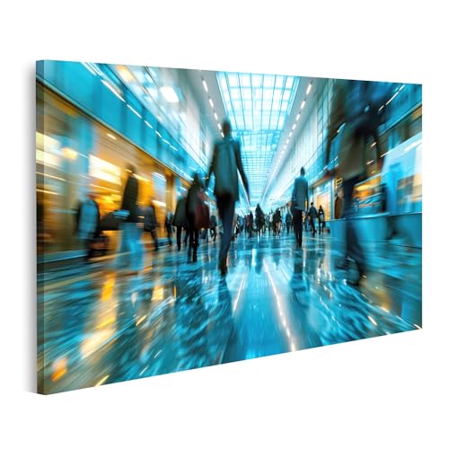 islandburner Bild auf Leinwand Geschäftsleute beleben mit regem Betrieb den Flur des Geschäftszentrums Büroflur Business Center Service Wandbilder Bilder