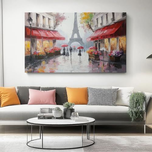 Wandbilder Schlafzimmer Home Deko Bunt Romantik Straße Blumen Kutsche Ölgemälde Wohnzimmer Fotoleinwand Wandbilder Leinwand Rahmenlos Wall Decor Kunstdruck Wandbild Büro, 80 x 80 cm