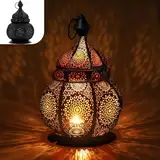 Gadgy Orientalische Lampe Metall - Marokkanisches Lampe mit Schatteneffekt - Orientalische Laterne handgemacht 26 cm ideal als Balkon-Deko - Ramadan Dekoration Windlicht innen und außen