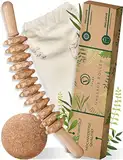 VALERI® Massageroller - Faszienrolle aus Holz inkl. Kork Massageball & Aufbewahrungstasche - Cellulite Massagegerät für gestraffte Haut - Faszienstab aus robustem Buchenholz