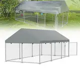 UISEBRT Hundezwinger Hundehütte Outdoor Hundehaus 400x200x165 cm UV- & Wasserdicht Hundekäfig mit Dach aus 420D Oxford-Gewebe Welpenlaufstall Verschließbares Riegelsystem und Sicheres Design