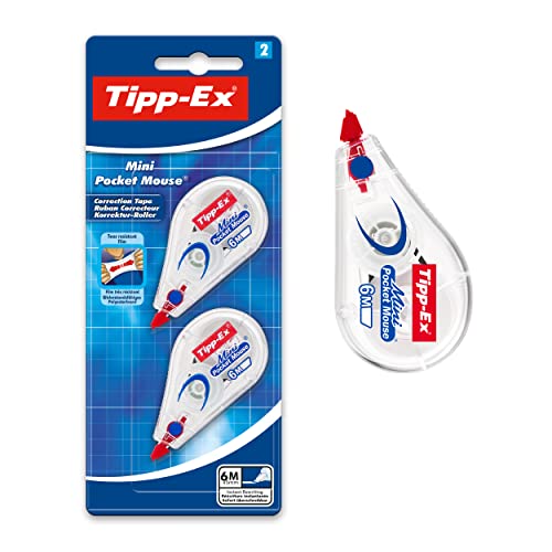 Tipp-Ex Korrekturroller Mini Pocket Mouse, 6m x 5mm, 2er Pack, Ideal für das Büro, das Home Office oder die Schule