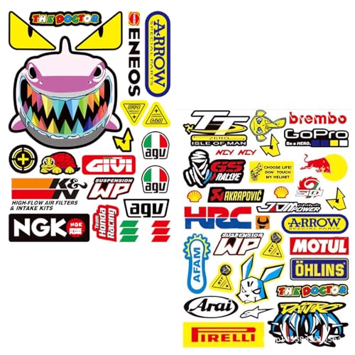 Motocross Aufkleber Moped Sticker, 2 Bilder Motorrad Aufkleber, Motocross Stickers Kit, Auto Tuning Aufkleber, Aufkleber Motocross, Für Motorrad Skateboard Auto Rollerhelm, mehrfarbig