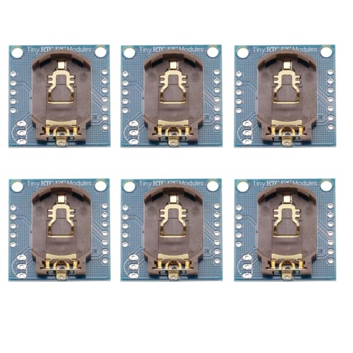 Heevhas Tiny RTC I2C DS1307 AT24C32 Speicher Hohe Präzision Echtzeit-Uhrmodul IIC 32K Zeituhr Speichermodul 3.3 V - 5 V 2 Kalenderalarme (6 STÜCKE)