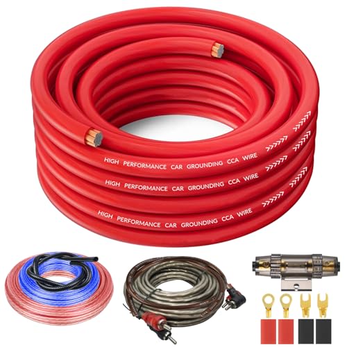 Verstärker Kabelsatz, Anschluss-Set Auto Verstärker Kabel Set, Subwoofer Kabel Set Endstufe Kabel, Car Audio Wire, (4-Gauge Leitung, 5 Meter)