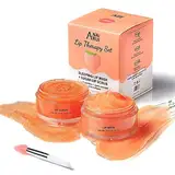 ANAiRUi Lippenbalsam und Lippenpeeling-Set, Pfirsich Lippenpflegeset, Lippenschlafmaske und Lippenpeeling Zuckerpeeling, Lippenbehandlung über Nacht, Reparatur für trockene, rissige, schälende Lippen