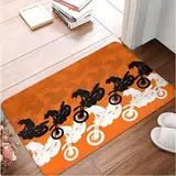 SMILEFUN Orange Dirt Bike Motocross Mx Racing Fußmatte Teppich Teppichmatte Fußmatte Badematte Rutschfester Eingang Küche Schlafzimmer Langlebig Waschbar 40 * 60 cm