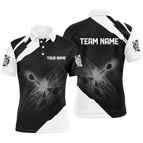 Schwarz-Weiß Personalisierte Damen Darts Polo Shirt - Individuelle Dart Trikots für Männer & Frauen - Dart Jerseys L1395