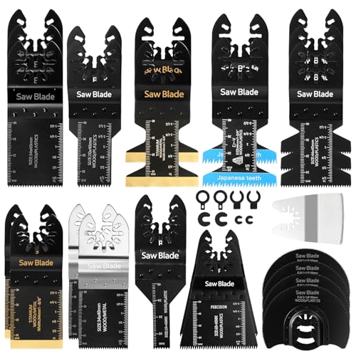 USHOP Multitool Sägeblätter,Multifunktionswerkzeug Zubehör,Oszillierwerkzeug Zubehör,Oszillierendes Zubehör Set,Multitool Sägeblatt Set,Multitool-Sägeblatt zum Schneiden von Holz/Metall/Kunststoff