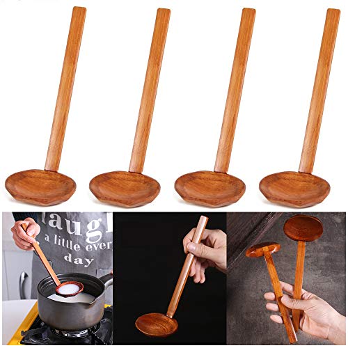 TheStriven 4 Stück Natur Holzlöffel Umweltfreundlicher Holzlöffel Löffel Set im japanischen Stil Holzlöffel Esslöffel Suppenlöffel Natur löffel Holz Küchengerät Kaffee Tee Honig Küchenzubehör