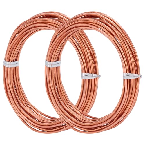 AHANDMAKER 2 Bundle Basteldraht 15 Gauge, 1.5 mm Kupferdraht, Schmuckdraht Für Schmuck, Perlen, Armbänder Und Bastelarbeiten, Dekorationen, Blumendekor (Kupfer 15 Gauge)