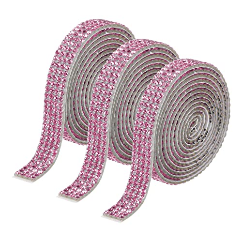 Glitzerband, Rhythmische Gymnastik-Dekoration, Verpackungsband for DIY-Scrapbooking, selbstklebendes Kristall-Strass-Diamantband for Kunst und Handwerk(Dark Pink,0.31inch)