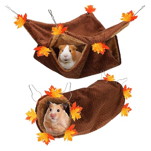 Gwezmxs Meerschweinchen Hängematte, Ratten Zubehör Rattenkäfig Doppellagig für Hamster, Chinchilla, 2 Stück (Bett & Tunnel