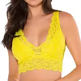 RUYUUEQ Tiefer BH Frauen Drahtlose Spitze Yoga Komfort BH V Damen Dessous Bralette Tops Mit Strumpfband BH Sexy Kleidung Damen Sexy (A2-Yellow, XL)