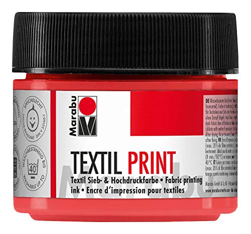 Marabu 17030050913 - Textil Print pyrrolrot 100 ml, Sieb- und Hochdruckfarbe auf Wasserbasis, geruchsneutral und lichtecht, lange Offenzeit, für helle und dunkle Textilien
