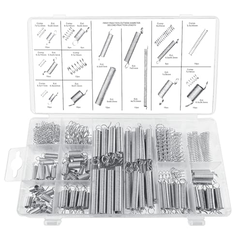 Royouzi 200 Stück zugfedern mit haken druckfeder zugfeder set 20 Größen Geeignet für Handwerkzeuge, Kraftfahrzeuge usw., alle Arten von Werkzeugen und Geräten