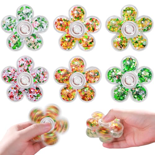 SCIONE 6 Stück Glitter Fidget Spinner für Kinder Glitzernde Pailletten Fidgets Spielzeug Stress Angst ADHD Relief Glitter Party Geschenke für Kinder Erwachsene