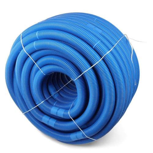 POOL Total 10,50 m Schwimmbadschlauch Ø 38mm Blau - Flexibler trittfester Kunststoff - UV-stabil und temperaturbeständig - Integrierte Muffen - Made in Germany