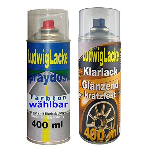 Ludwiglacke in Ihre Wagenfarbe als Wunschfarbton in der Spraydosen Set * 1K Basislack + 1K Klarlack je 400 ml.