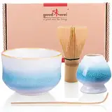 Goodwei Japanisches Matcha Komplett-Set mit hochwertiger Teeschale (Rindō, 80)