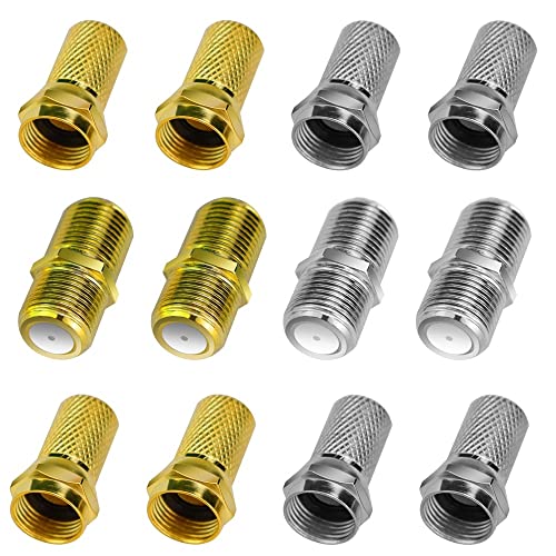 LYTIVAGEN 2 Satz F-Stecker Set F-Stecker Verbinder F-Buchse 7mm Antennenkabel Kupplung Verbinder SAT Adapter Verbindeung SAT Kabel Verlängerung Verbinder für Koaxial Antennenkabel Sat Kabel, 2 Farbe